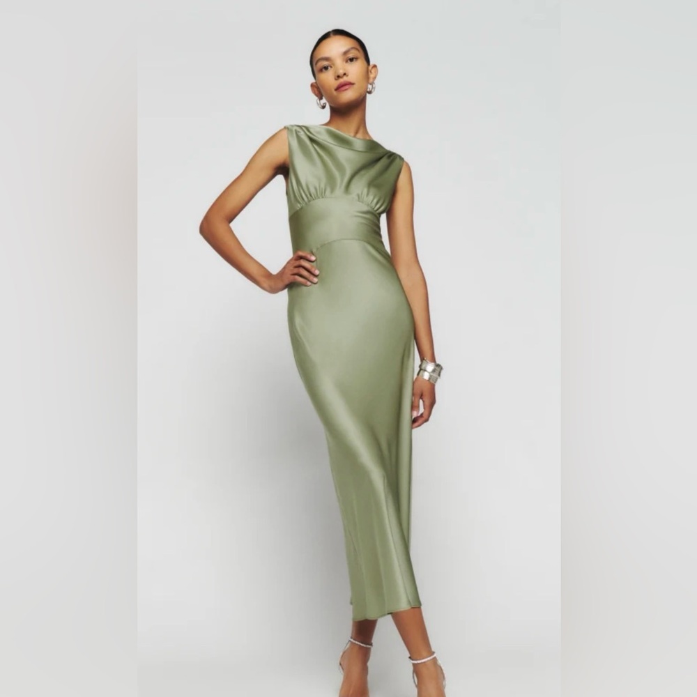 Reformation Dessa Artichoke Satin Maxi Dress